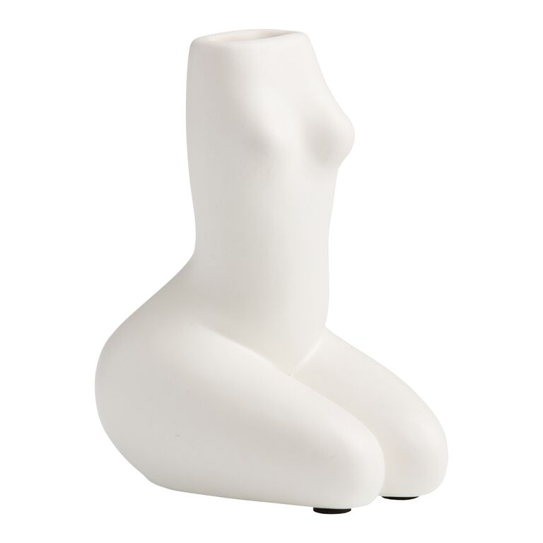 White Ceramic Femme Figural Vase image number 1