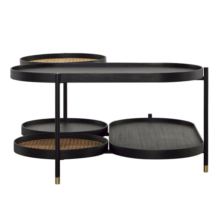 Bulmer Black Wood And Rattan Multi Surface Coffee Table image number 4