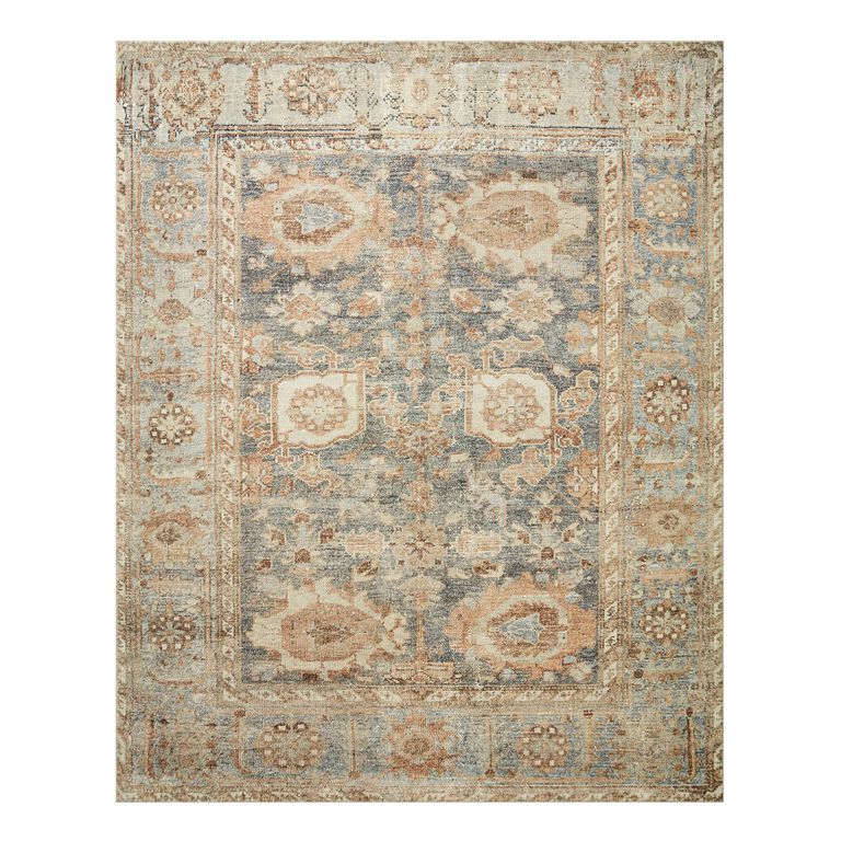 Everly Blue And Tan Persian Style Area Rug image number 1
