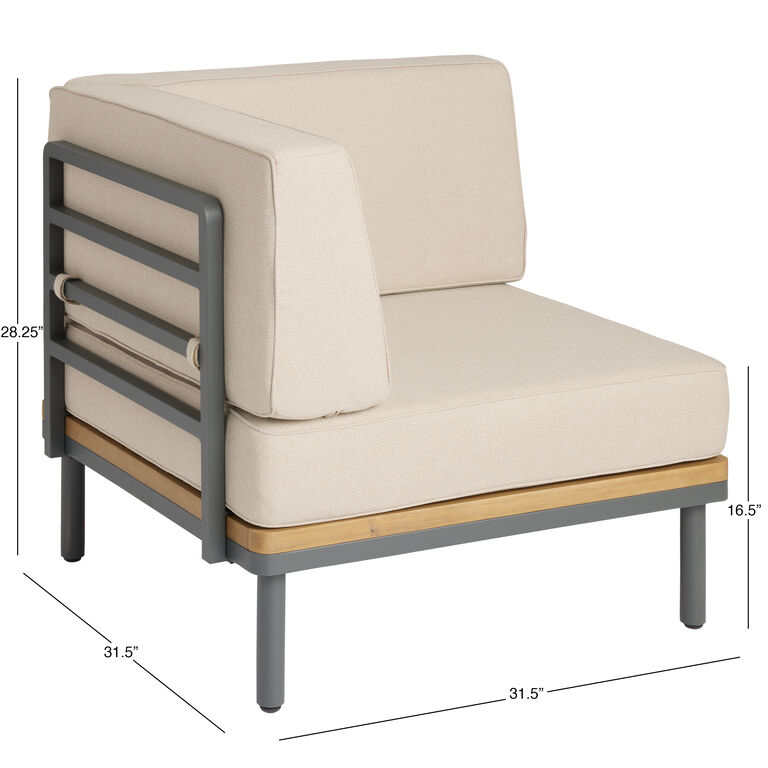 Andorra Modular Outdoor Sectional Corner End Chair image number 9