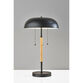 Brooks Black Metal Dome and Natural Wood 2 Light Table Lamp image number 1