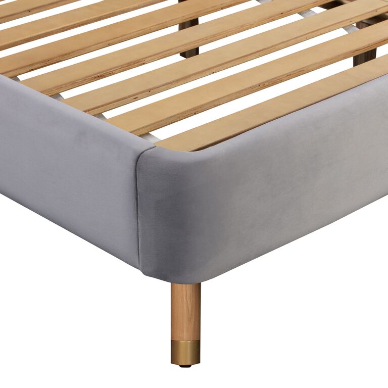 Rexburg Gray Velvet and Natural Cane Platform Bed image number 7