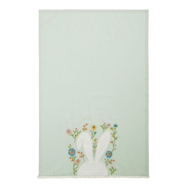 Pastel Blue Bunny Embroidered Kitchen Towel image number 3