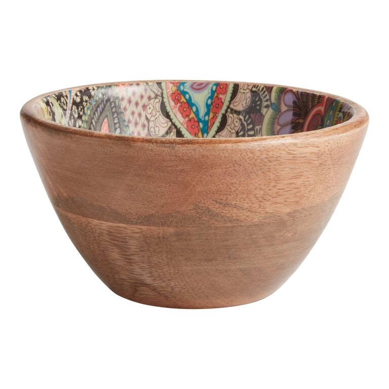Janice Small Multicolor Enamel Wood Bowl image number 1