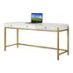 Dennis Wood and Gold Metal Desk with Drawers image number 0