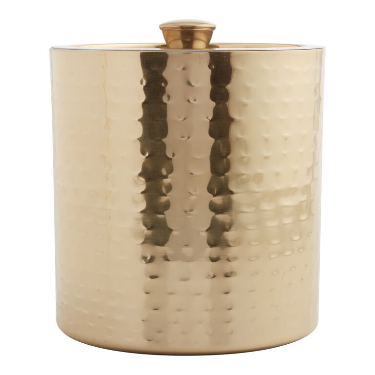 Julian Gold Hammered Ice Bucket With Tongs image number 3