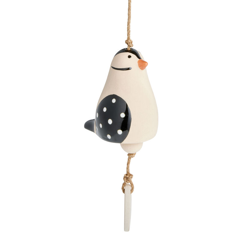 Natural and Black Ceramic Bird Wind Chime image number 2