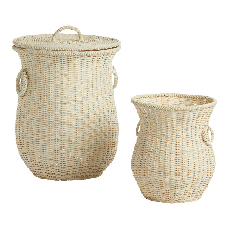 Blanca White Rattan Vase Shaped Basket image number 1