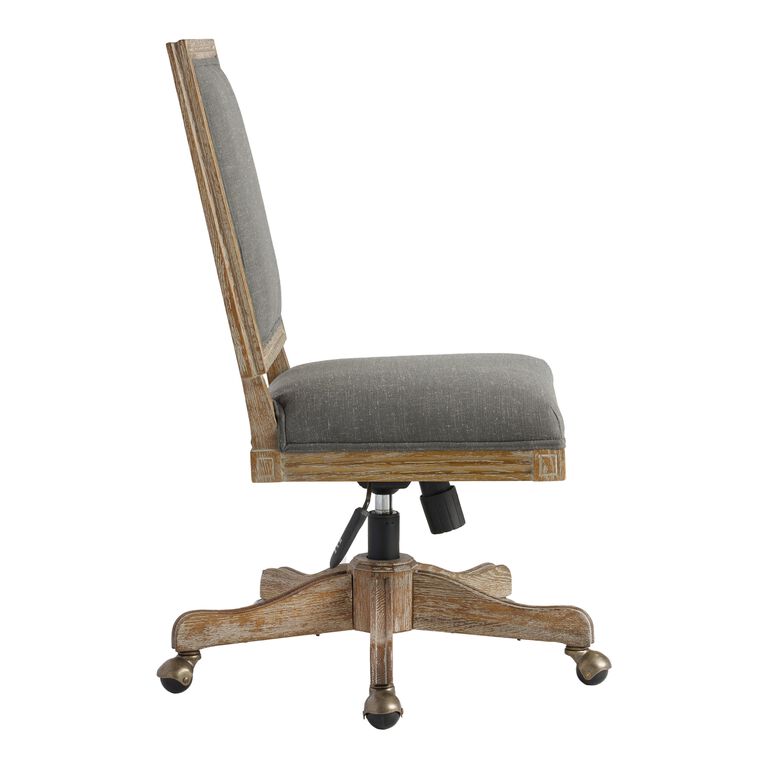 Paige Charcoal Gray Linen Square Back Office Chair image number 3