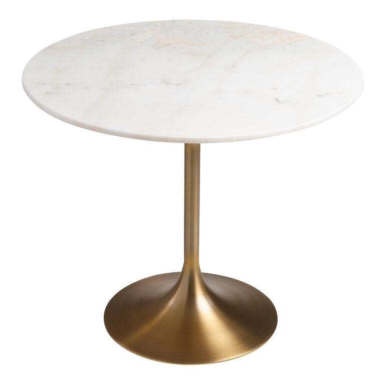 Leilani White Marble Top and Gold Tulip Dining Table image number 1