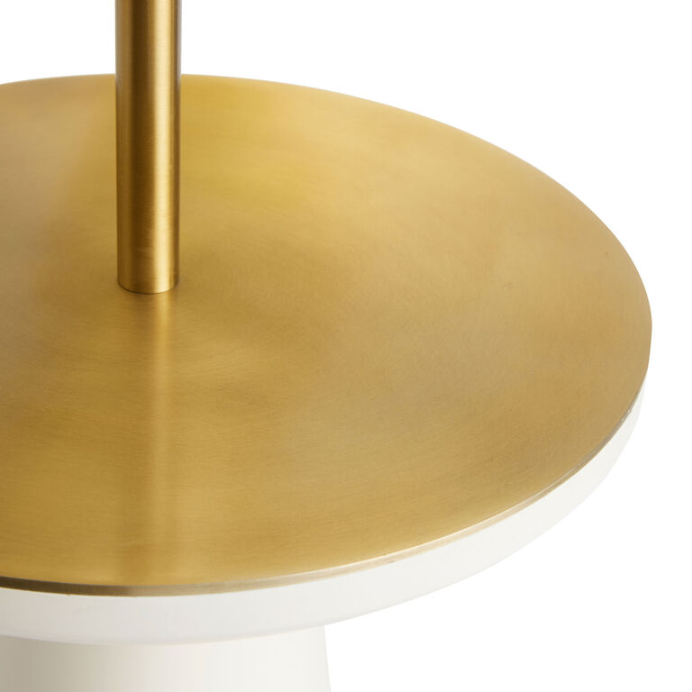 Egret Off White and Brass Metal Floor Lamp with Table image number 4