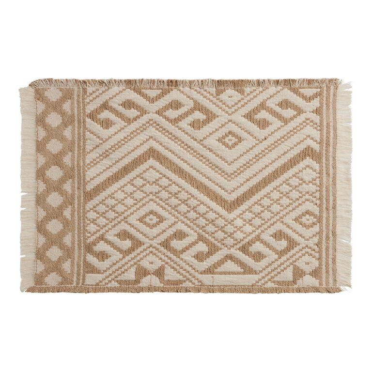 Cream And Tan Zigzag Jacquard Placemat Set of 4 image number 1