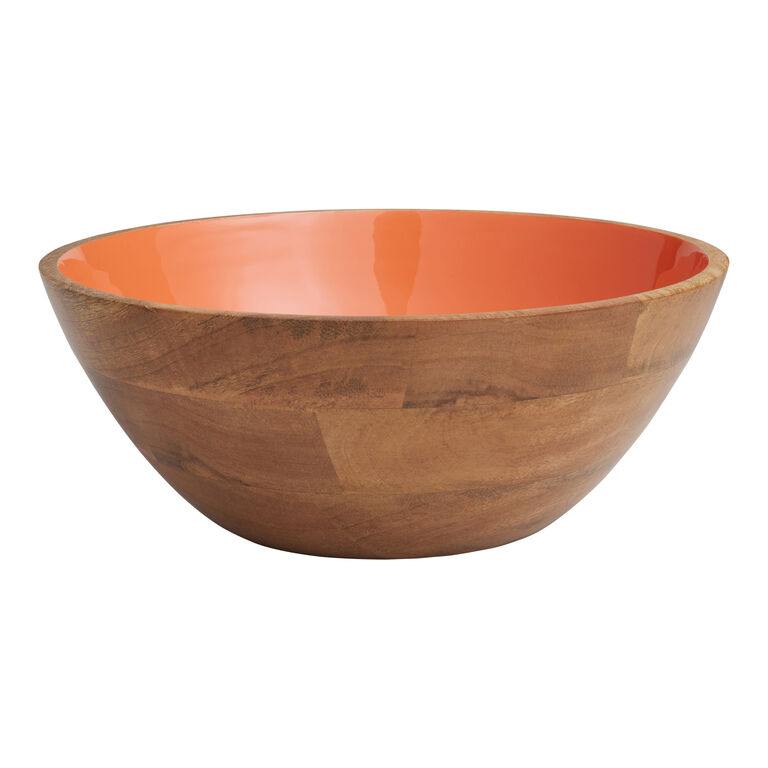 Large Orange Enamel Wood Bowl image number 1