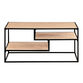Lyon Wood and Black Steel Coffee Table with Shelves image number 2