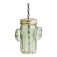Green Glass Cactus Figural Drink Tumbler With Straw image number 0
