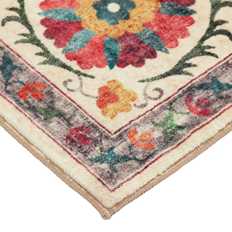 Suzi Red Multicolor Floral Suzani Style Area Rug image number 2