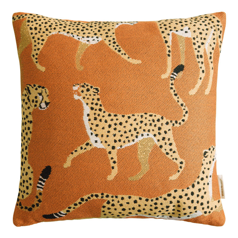 Orange Cheetahs Indoor Outdoor Throw Pillow image number 1