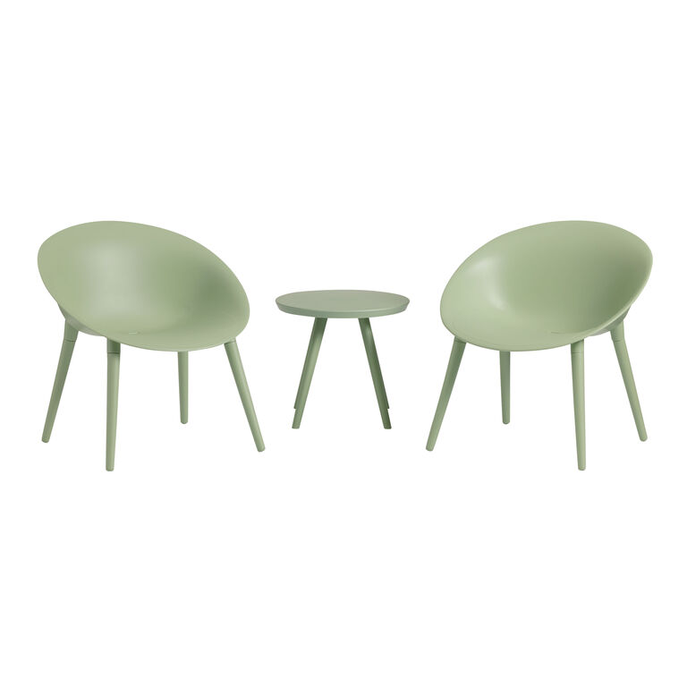Mactan Green Molded Plastic 3 Piece Outdoor Furniture Set image number 1