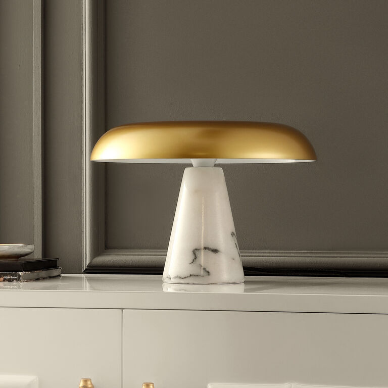 Bram Brass And White Marble Mushroom Table Lamp image number 4