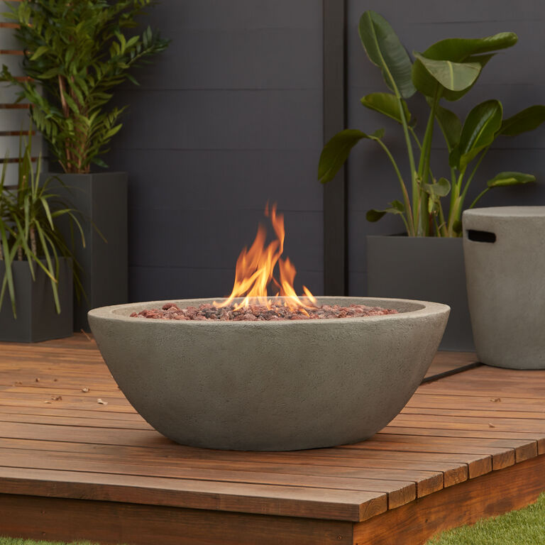 Portside Round Faux Stone Bowl Gas Fire Pit image number 2