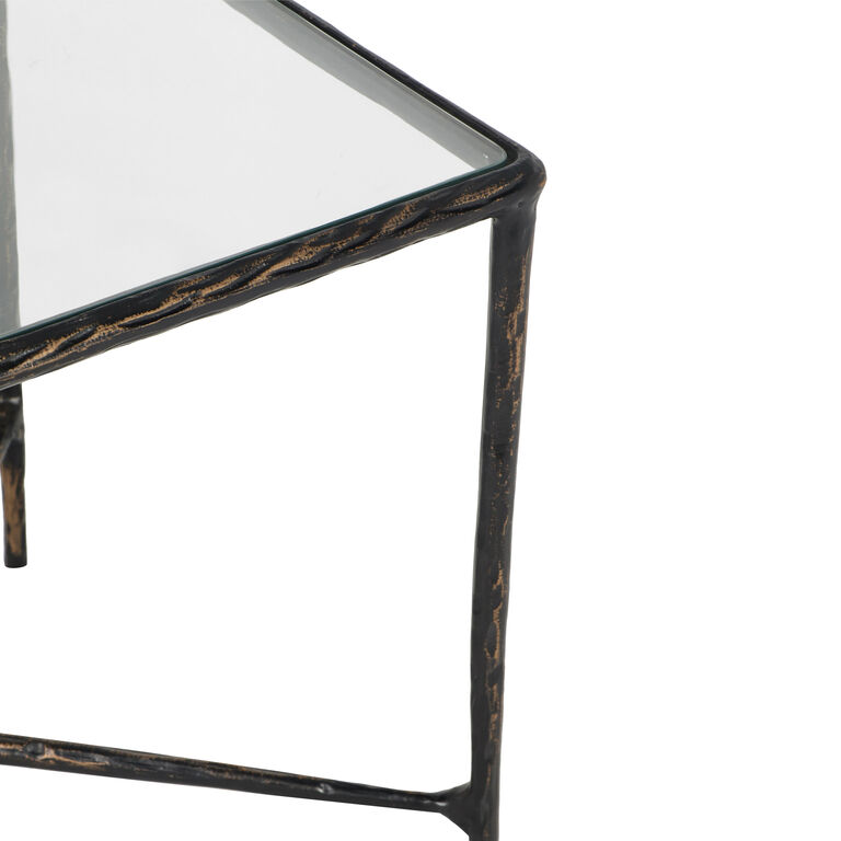 Kerwin Square Bronze Metal And Glass Side Table image number 4