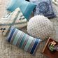 Blue Woven Stripe Indoor Outdoor Lumbar Pillow image number 1