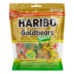 Haribo Sour Gold Bears Gummy Candy Resealable Bag
