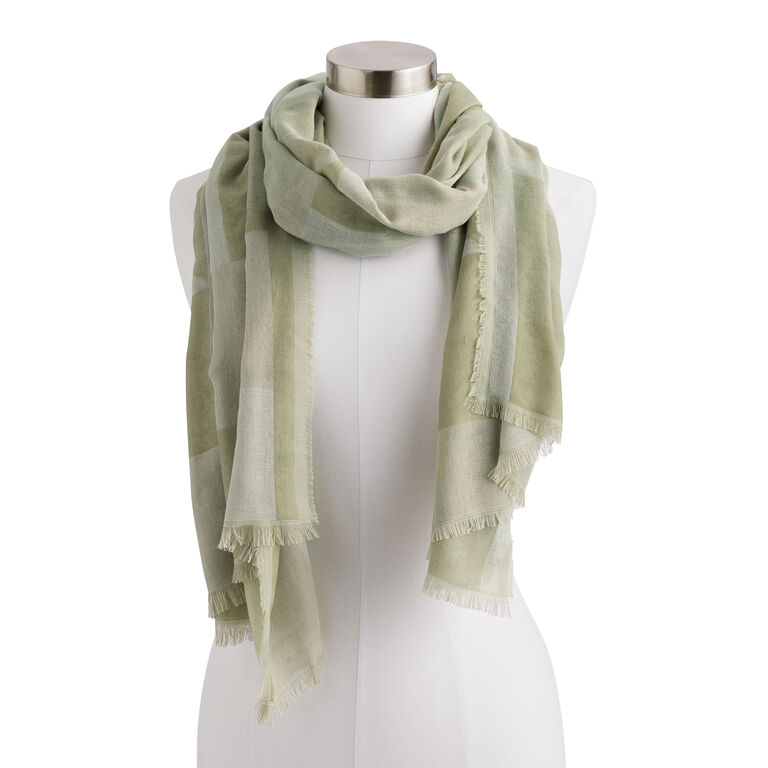 Sage Green Recycled Yarn Abstract Scarf image number 1