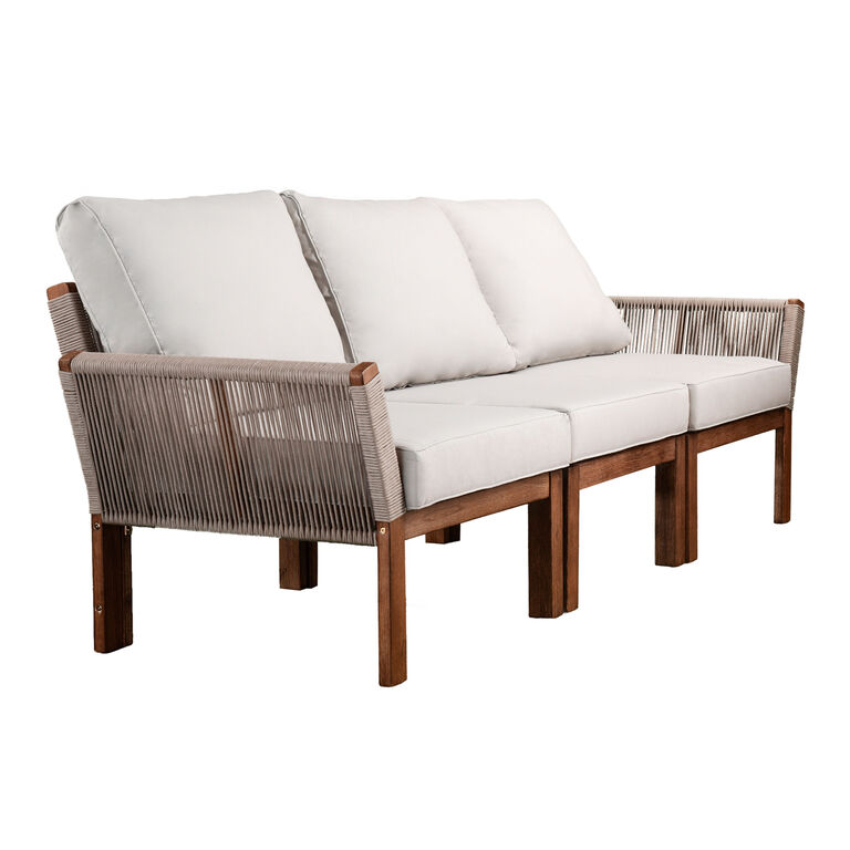 Zurich All Weather Rope and Acacia Wood Outdoor Sofa image number 1