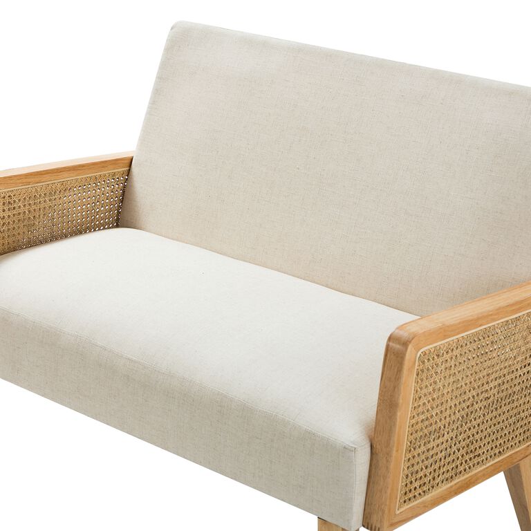 Domenico Natural Wood and Rattan Cane Loveseat image number 4