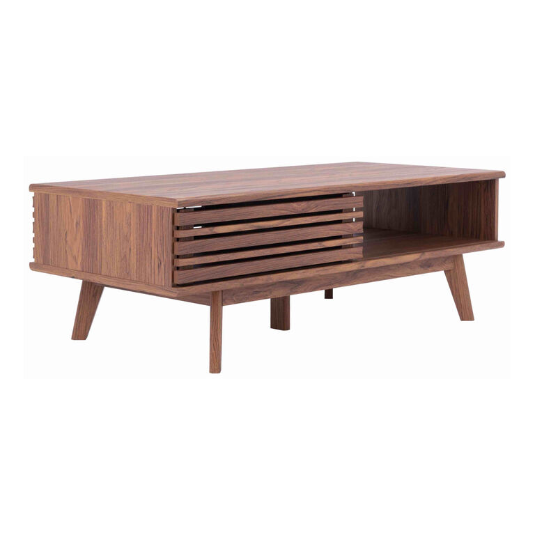 Pam Rubber Wood Mid Century Coffee Table With Storage image number 1