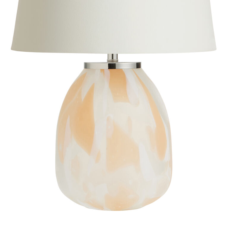 Issey Peach and White Blown Art Glass Table Lamp Base image number 1