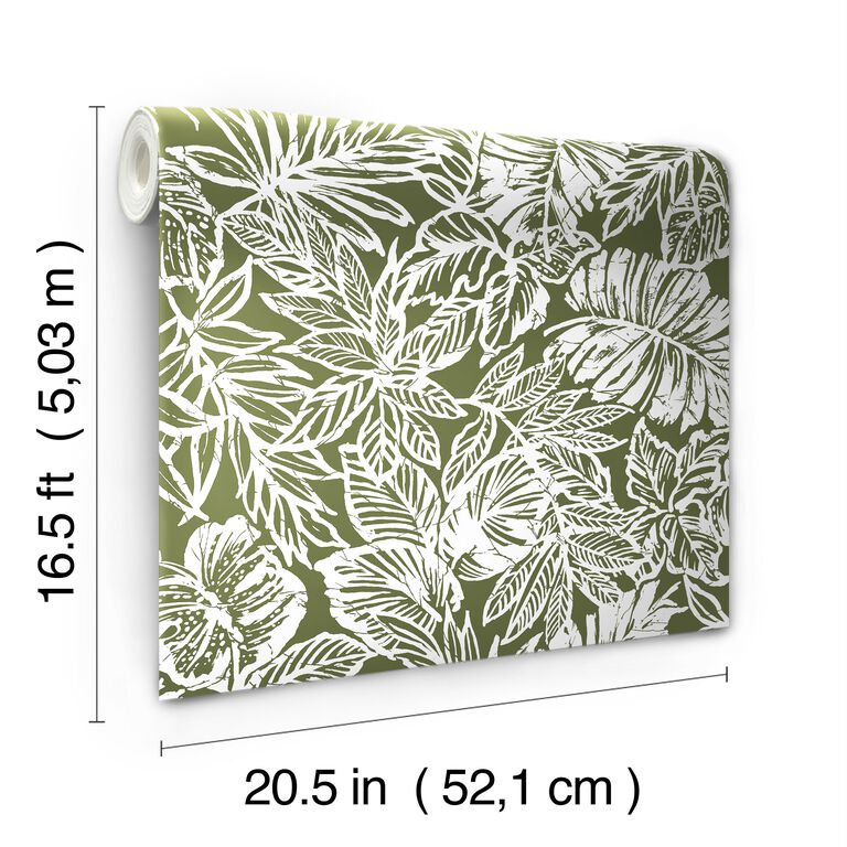 Batik Tropical Leaf Peel And Stick Wallpaper image number 6
