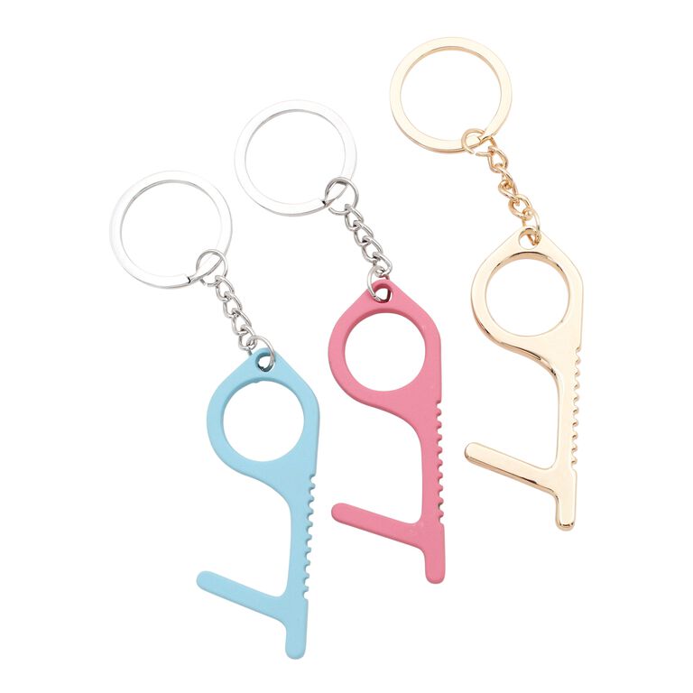 Pink, Blue and Gold Metal Touch Tool Keychains Set of 3 image number 1