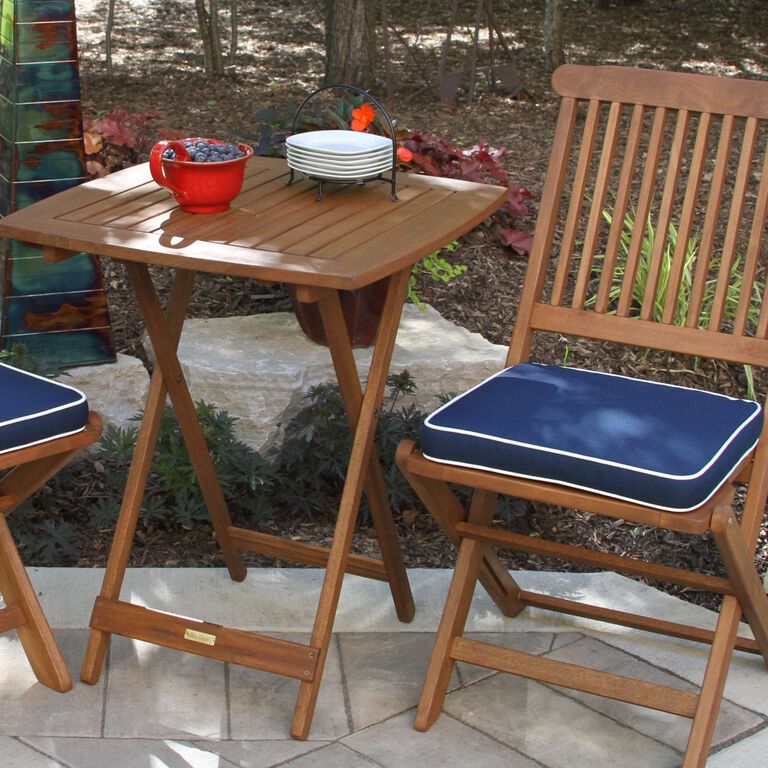 Cavallo 3 Piece Outdoor Bistro Set With Blue Cushions image number 2