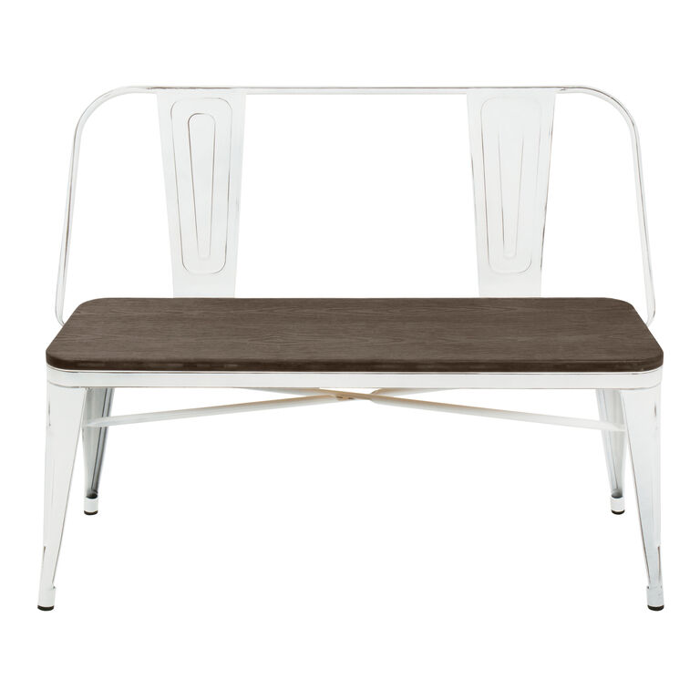 Ridgeby White Metal and Espresso Wood Dining Bench image number 2