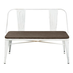 Ridgeby White Metal and Espresso Wood Dining Bench