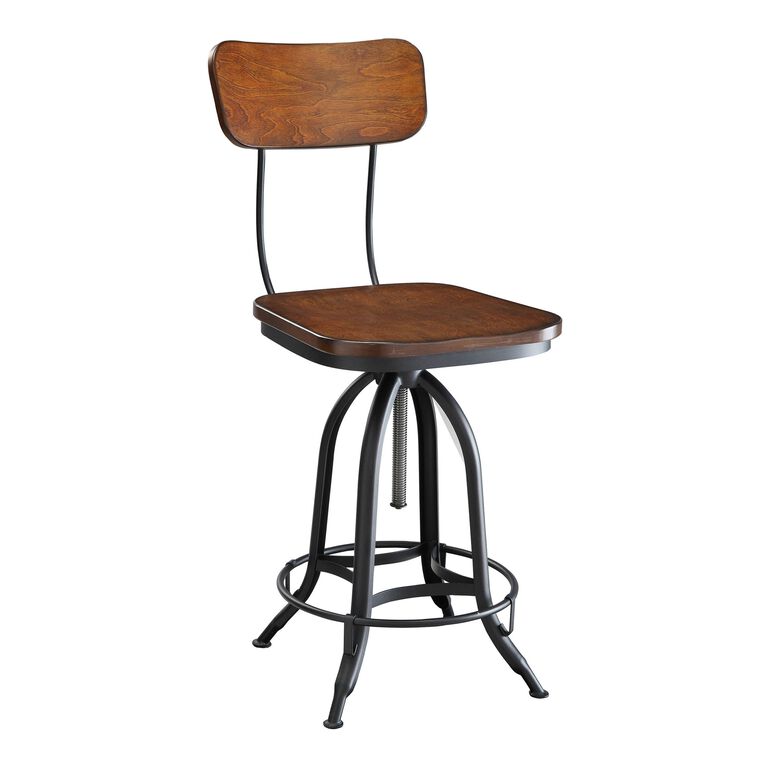 Dowell Wood and Metal Adjustable Height Stool image number 1