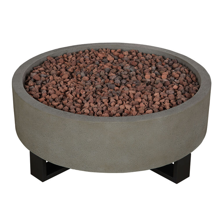 Caymen Round Glacier Gray Faux Stone Bowl Gas Fire Pit image number 3