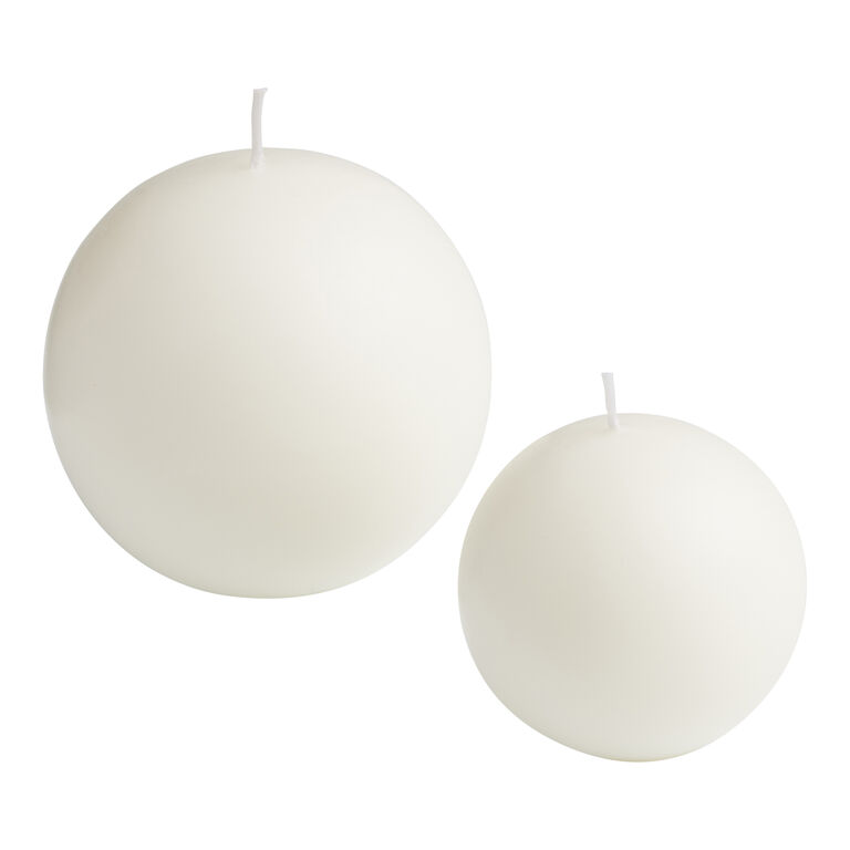White Unscented Ball Shaped Candle image number 1
