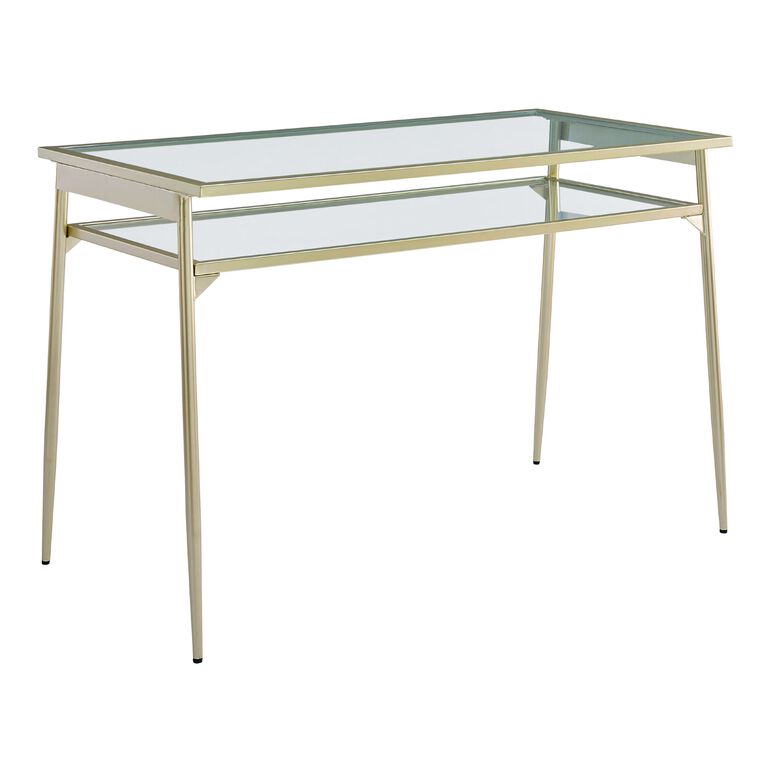 Myrtle Metal and Glass Desk with Shelf image number 1