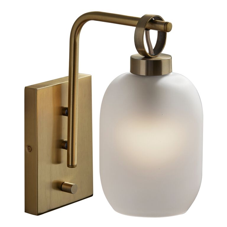 Lancaster Antique Brass And Frosted Glass Wall Sconce image number 1