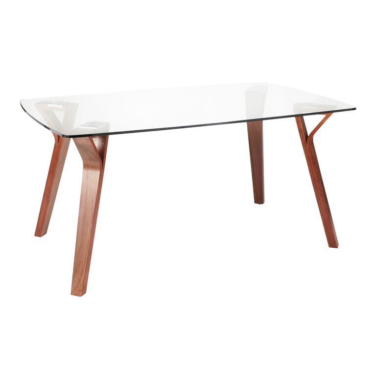Joel Rectangular Glass and Wood Dining Table image number 1