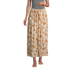Arima Mustard and Ivory Leaf Wide Leg Pajama Pants