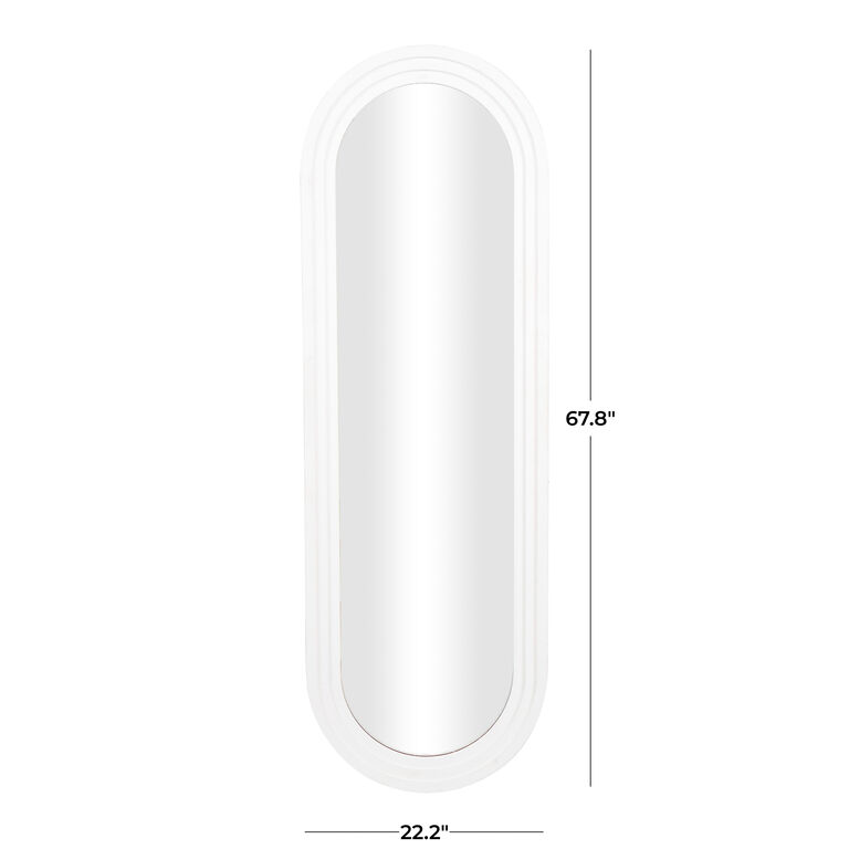 Oval White Wood Full Length Mirror image number 6