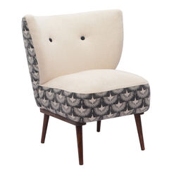 Evins Black And Cream Flying Crane Upholstered Chair