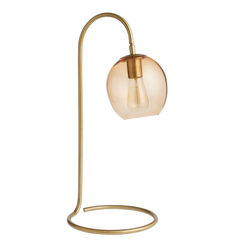 Esther Blush Glass and Gold Metal Arc Desk Lamp