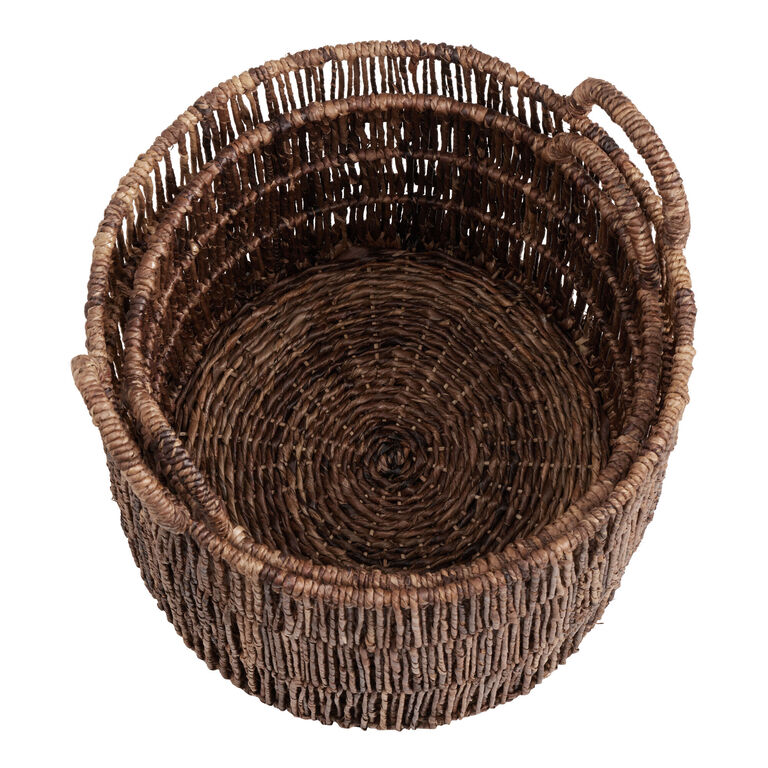 Madras Dark Brown Abaca Tote Basket image number 3