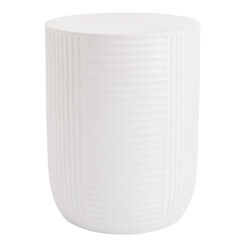 Ayda Round White Cement Ribbed Outdoor Side Table