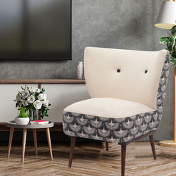 Evins Black And Cream Flying Crane Upholstered Chair